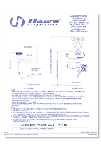 Model 7324: AXION® MSR Wall Mount Eye/Face Wash