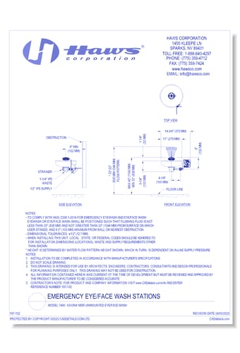 Model 7460: AXION® MSR Unmounted Eye/Face Wash