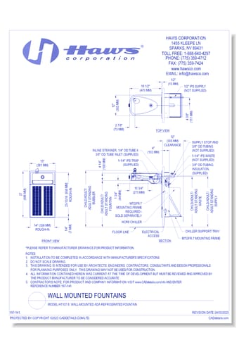 Model H1107.8: Wall-Mounted ADA Refrigerated Fountain