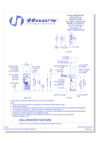 Model H1109.8: Wall-Mounted ADA Refrigerated Drinking Fountain