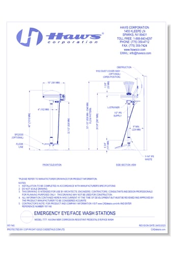 Model 7777: AXION® MSR Corrosion Resistant Pedestal Eye/Face Wash