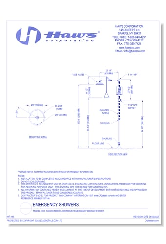 Model 8100: AXION® MSR Floor Mount Emergency Drench Shower