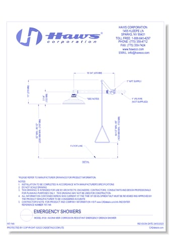 Model 8130: AXION® MSR Corrosion Resistant Emergency Drench Shower