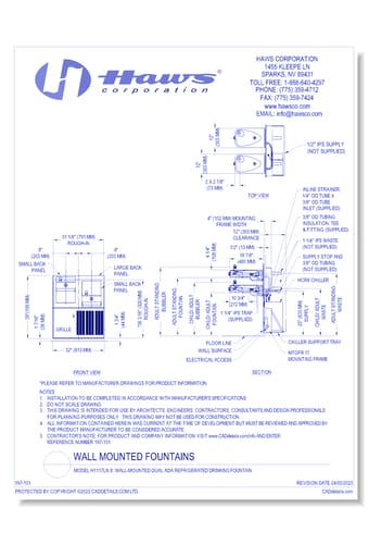 Model H1117LN.8: Wall-Mounted Dual ADA Refrigerated Drinking Fountain