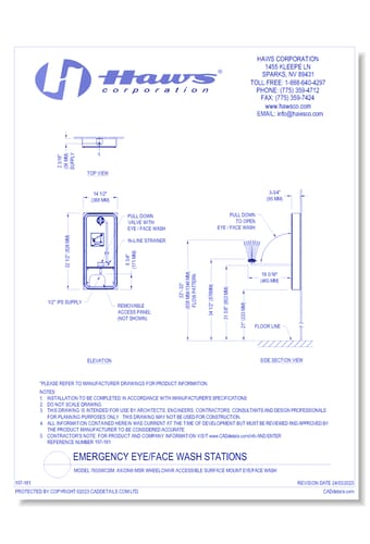 Model 7655WCSM: AXION® MSR Wheelchair Accessible Surface Mount Eye/Face Wash