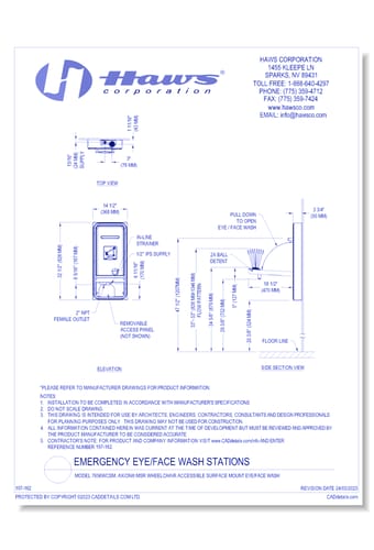 Model 7656WCSM: AXION® MSR Wheelchair Accessible Surface Mount Eye/Face Wash