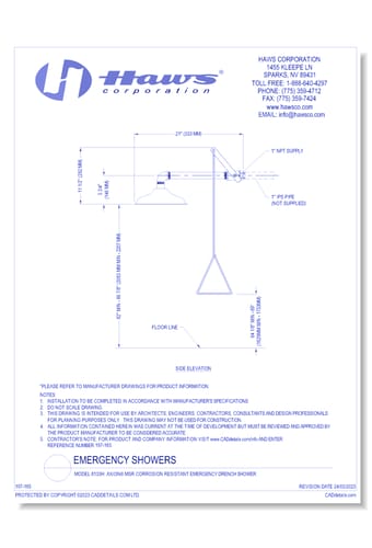 Model 8133H: AXION® MSR Corrosion Resistant Emergency Drench Shower