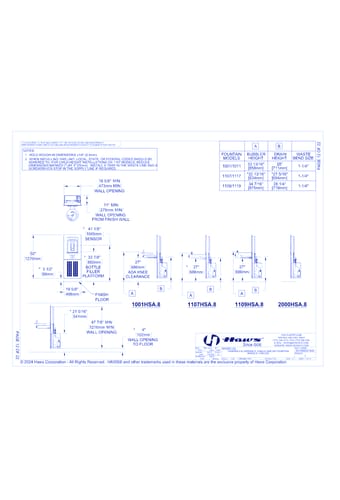 Model 2000HSA.8: Haws RIVIVE™ Hydration Station™ Chilled Recessed Bottle Filling Station