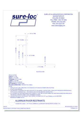 Aggregate L-Edge -  3/16” Thick Commercial Aluminum Paver Restraints (A3633M - 3" H)