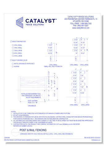 Coronado Smooth Vinyl Fencing Details (2-Rail, 3-Rail, 4-Rail And Crossbuck)
