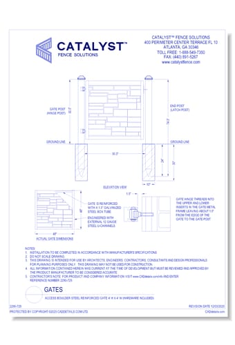 Access Boulder Steel Reinforced Gate 4' H x 4' W (Hardware Included)