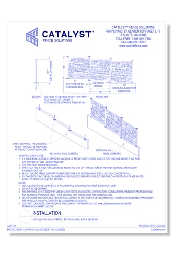 Installation On A Stepped Retaining Wall For 8' Sections