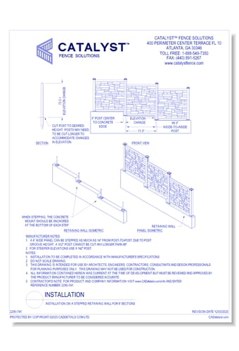 Installation On A Stepped Retaining Wall For 6' Sections