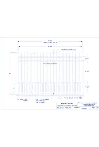 Concealed Fastener Commercial Newcastle 60" Puppy Picket (CFB604S0-2)