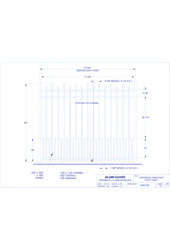 Residential Newcastle Staggered 60" Puppy Picket (RH604S0-2)