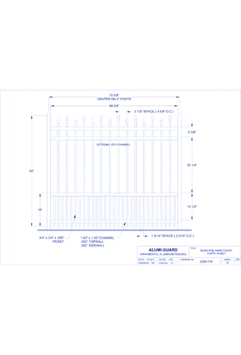 6' Municipal Newcastle Staggered 60" Puppy Picket (M6H604S0-2)