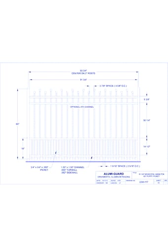 8' Municipal Newcastle Staggered 60" Puppy Picket (M8H604S0-2)