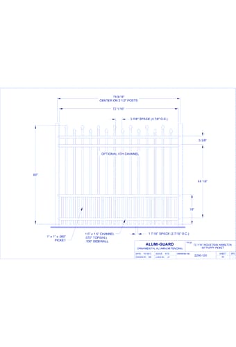 6' Industrial Newcastle Staggered 60" Puppy Picket (I6H604S0-2)