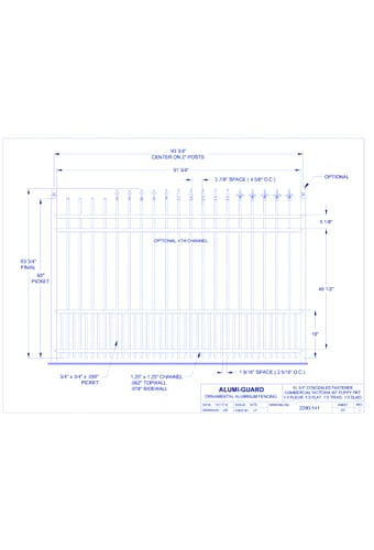 Concealed Fastener Commercial Orleans 60" Puppy Picket (CFV604S0-2-3)