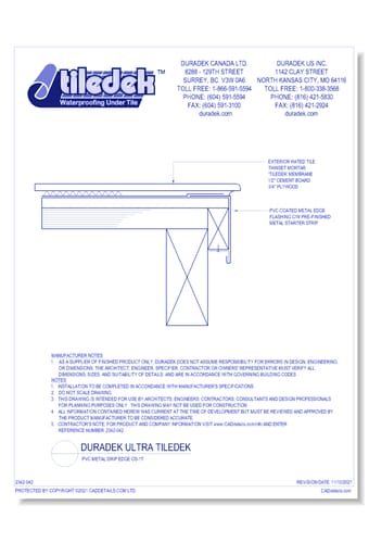 Tiledek Details Drawings:  PVC Metal Drip Edge OS-1T