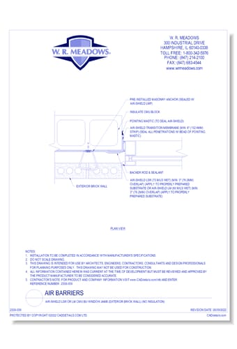 Air-Shield LSR Or LM CMU BU Window Jamb (Exterior Brick Wall) (No Insulation)