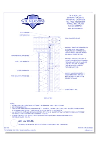 Air-Shield LSR Or LM LGMF Angled Roof Tie-In (Exterior Brick Wall) (Insulation)