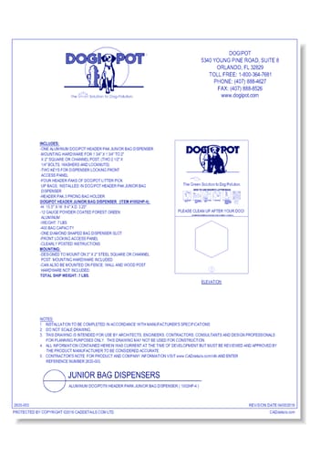 Aluminum DOGIPOT® Header Park Junior Bag Dispenser ( 1002HP-4 )