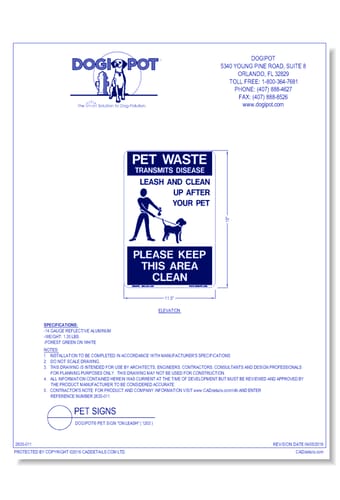 DOGIPOT® Pet Sign "On Leash" ( 1203 ) 	