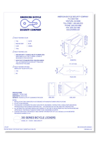 Bike-Shell™ Model 351 (1 Door, 1 Bike Capacity Rectangular Unit)
