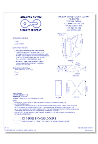 Bike-Shell™ Model 301V (1 Door, 1 Bike Capacity Triangular Vertical Unit)