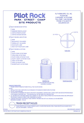 Trash Receptacles: Round Thermo-plastic Coated Perforated Steel Trash Receptacle Holder for 32 Gallon Containers  ( CN-R/R )