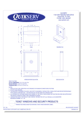 Transaction Window and Pizza Drawer (Ticket Window/Drawer Combo)