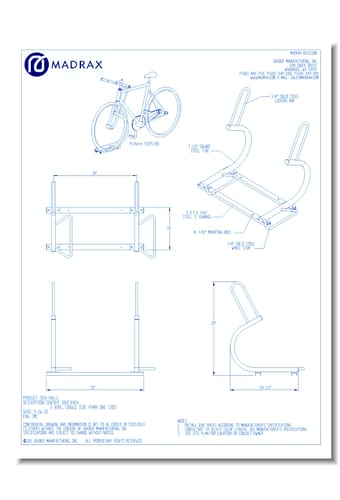 Sentry Bike Rack: 2 Bike, Single Side (Park One Side)