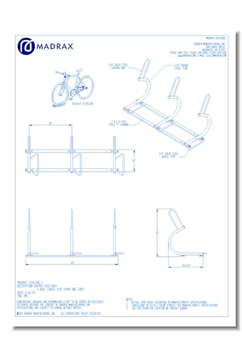 Sentry Bike Rack: 3 Bike, Single Side (Park One Side)