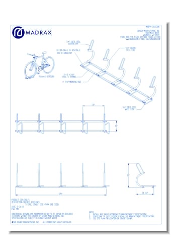 Sentry Bike Rack: 5 Bike, Single Side (Park One Side)
