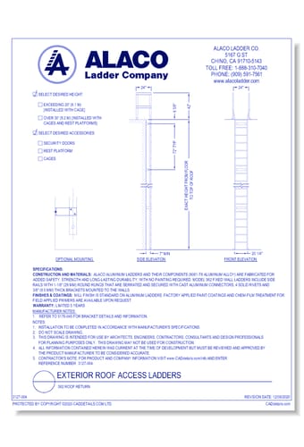 Exterior Roof Access Ladder: 562 Roof Return