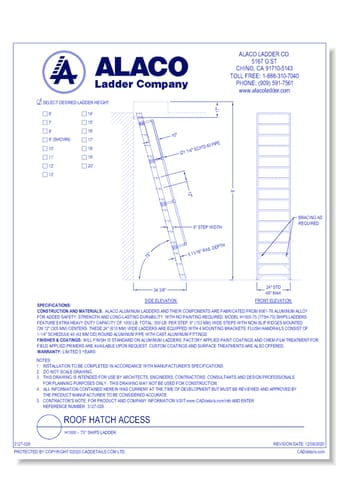 Roof Hatch Access: H1000 – 75° Ships Ladder