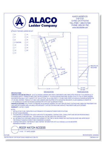 Roof Hatch Access: H1000 – 70° Ships Ladder