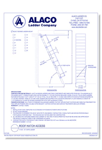 Roof Hatch Access: H1000 – 65° Ships Ladder