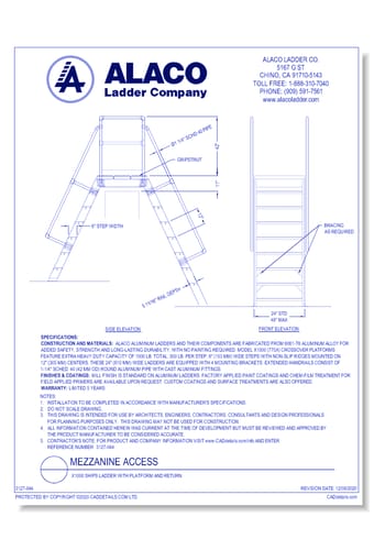 Mezzanine Access: X1000 Ships Ladder with Platform and Return
