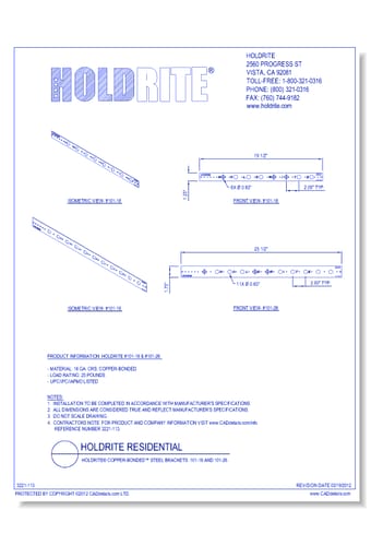 HOLDRITE® Copper-Bonded™ Steel Brackets: 101-18 and 101-26