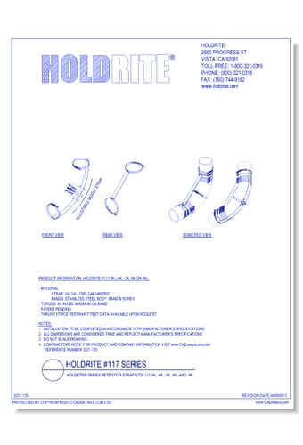 HOLDRITE® Series Retention Strap Kits: 117-3K, -4K, -5k, -6K, and -8K
