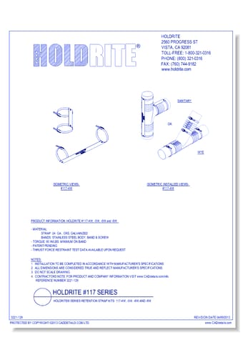 HOLDRITE® Series Retention Strap Kits: 117-4W, -5W, -6W and -8W