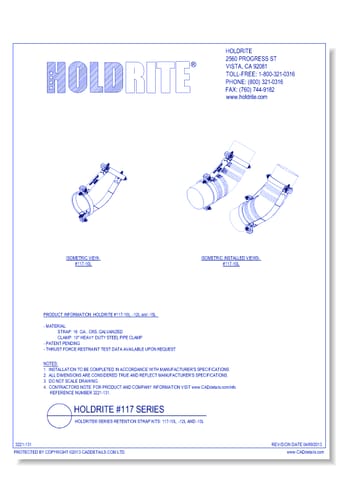 HOLDRITE® Series Retention Strap Kits: 117-10L, -12L and -15L