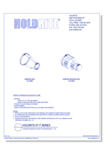 HOLDRITE® Series No-Hub Fitting Restraints: 117-R