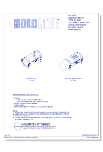 HOLDRITE® Series No-Hub Fitting Restraints: 117-S