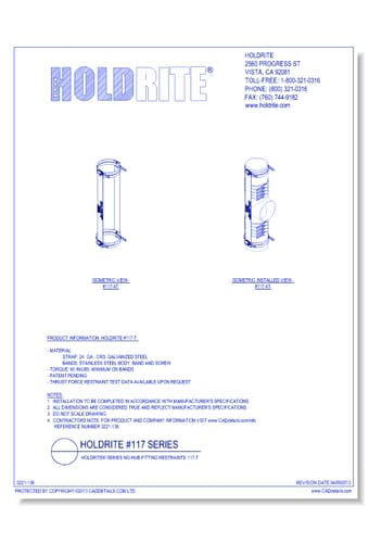 HOLDRITE® Series No-Hub Fitting Restraints: 117-T