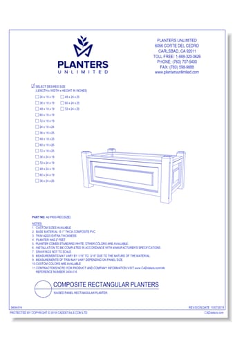 Raised Panel Composite Rectangular Planter