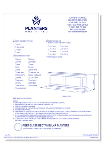 Keswick Fiberglass Rectangular Planter – Double Panel