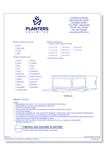 Keswick Fiberglass Square Planter – Single Panel